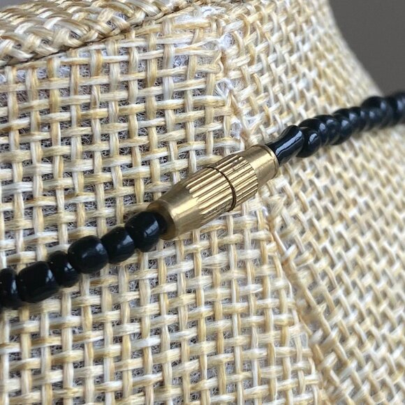 Unique Chunky Black Beaded Necklace with Screw Closure - Picture 5 of 5